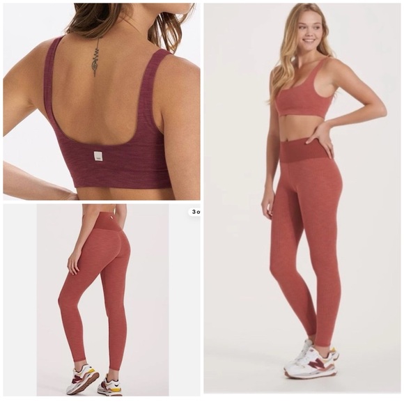 Vuori Pants - Vuori Women's Rust Red Seamless Leggings & Sports Bra Set